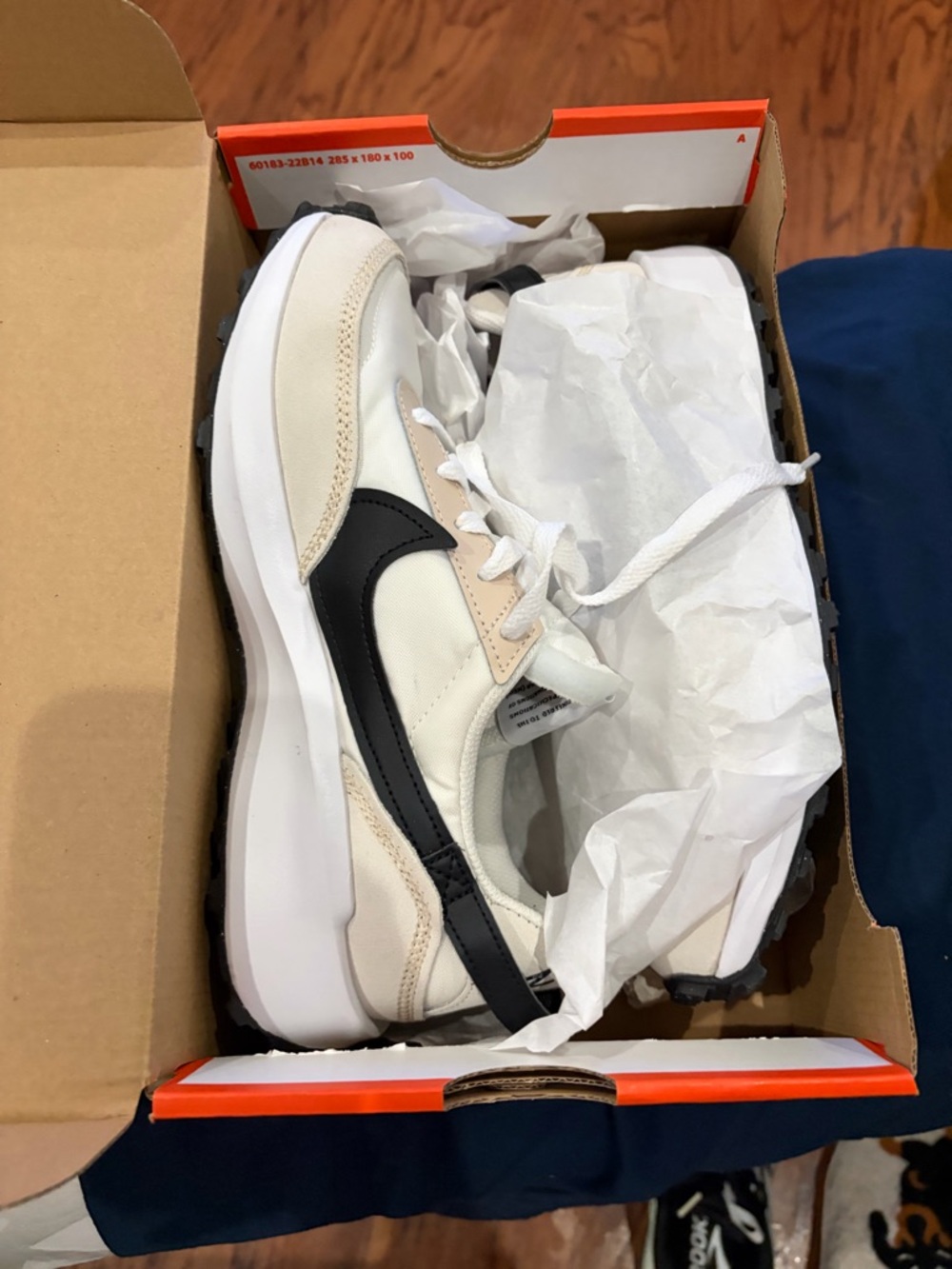 Nike Women's White Cream and Black Retro Runner Sneakers